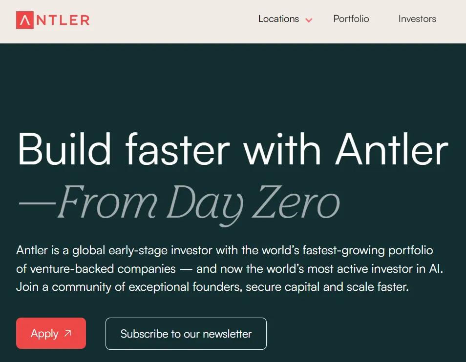 Antler landing page