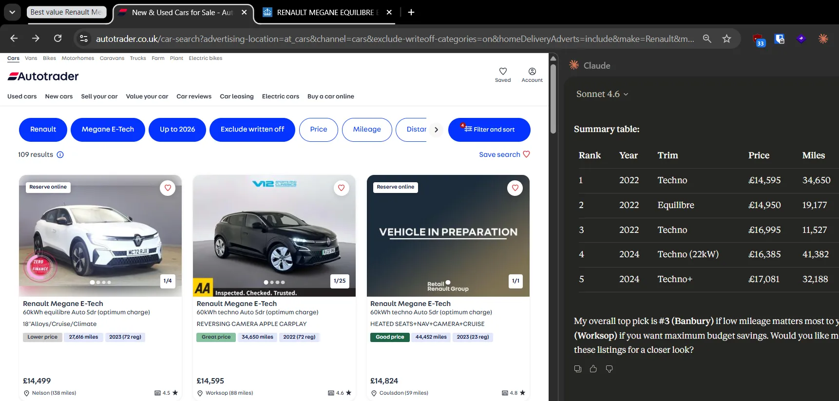 Claude Chrome extension screenshot