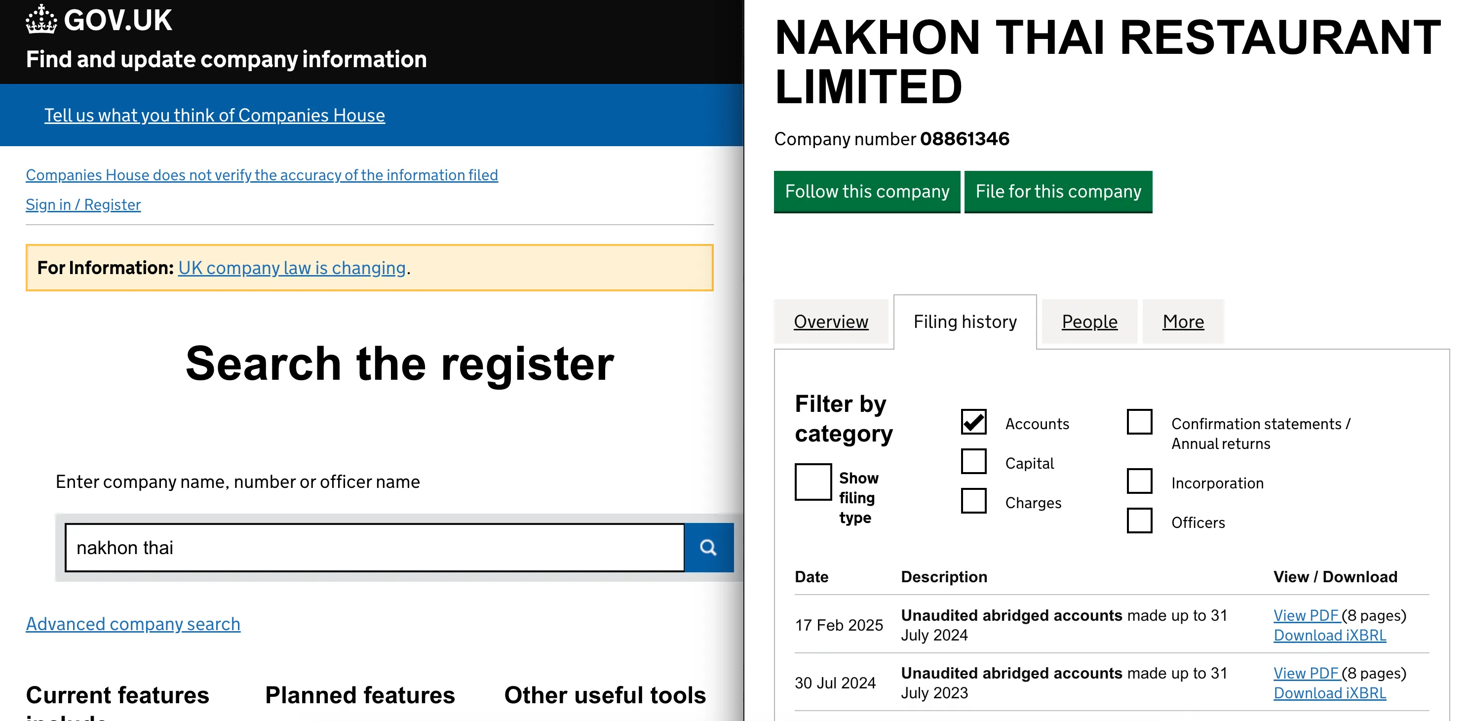 Companies House registry