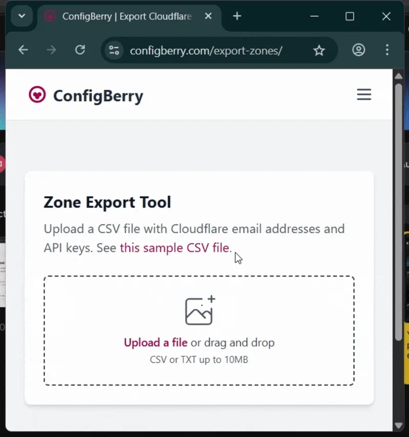 export Cloudflare zones tool