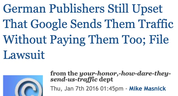 German publishers suing Google